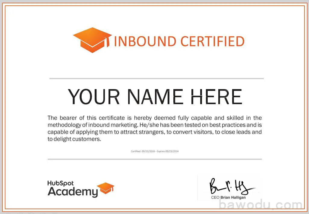 HubSpot Academy Certificate