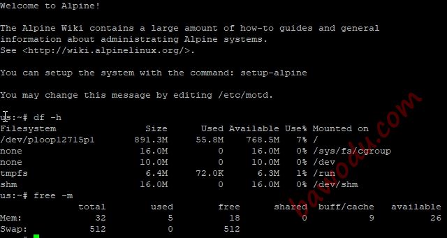 32M小内存IPv6 VPS换装Alpine Linux系统