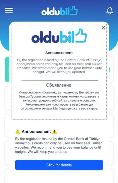 OlduBil土耳其虚拟信用卡注册和入金，OlduBil实名认证教程
